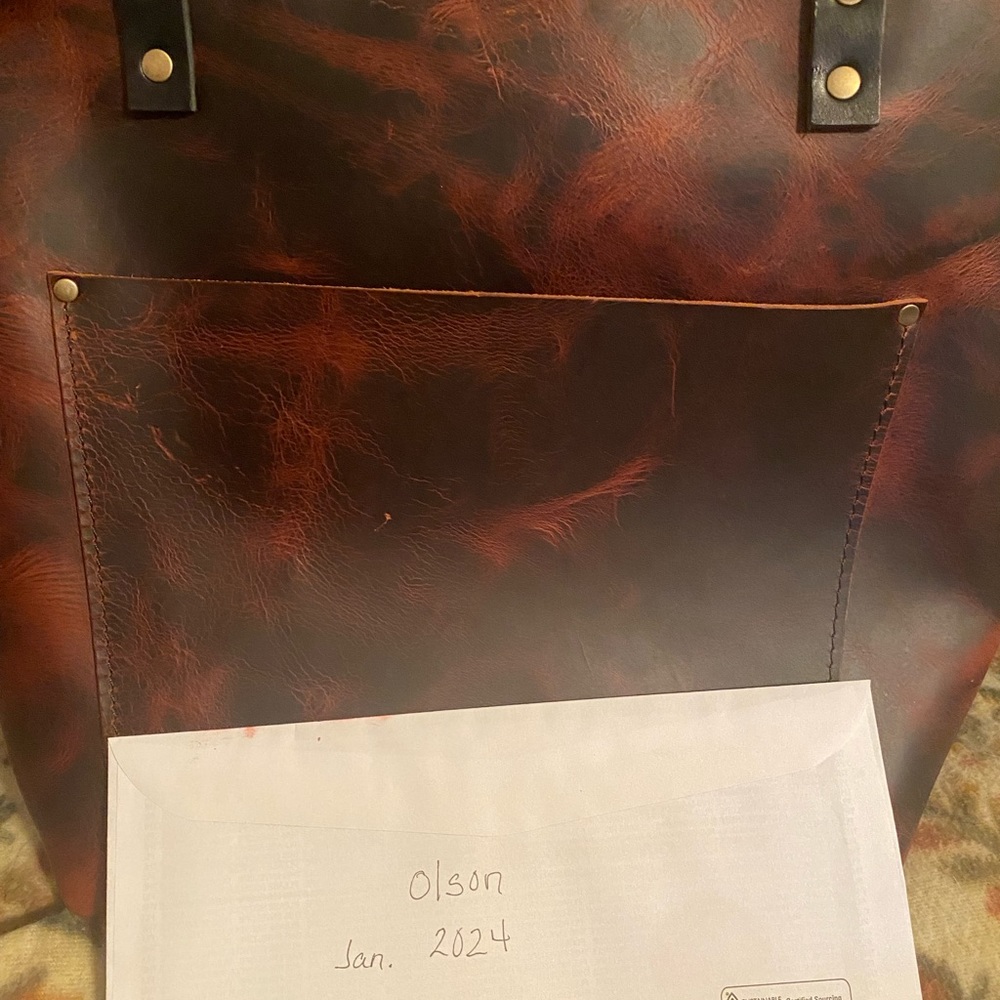 Portland Leather zippered tote.